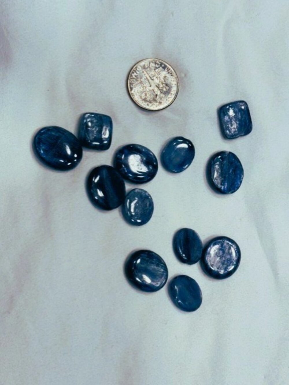 Blue Kyanite Beads, squares and ovals, 14 mm.  Genuine gemstone.